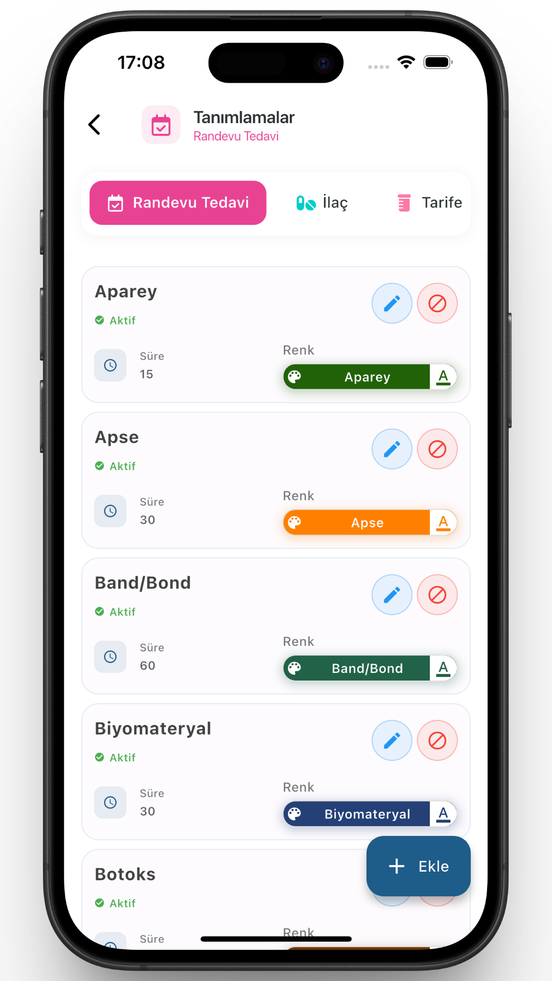 Tanımlamalar Ekranı